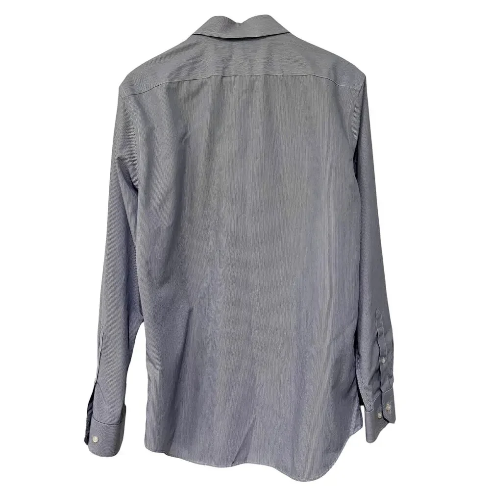 Banana Republic Non-Iron Tailored Slim Fit Shirt Mens Medium Blue Striped Cotton